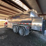 Polished aluminum tanker trailer with high reflectivity after professional non-sanding tanker polishing